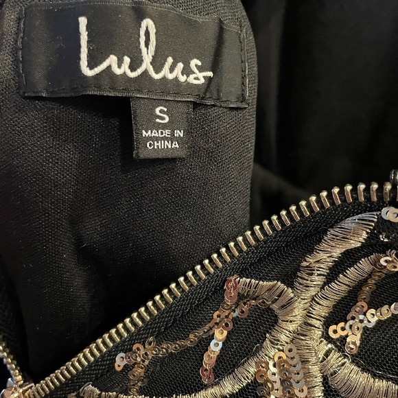 Lulu's Backless Black and Gold Sequin Bodycon Dress - Picture 7 of 7